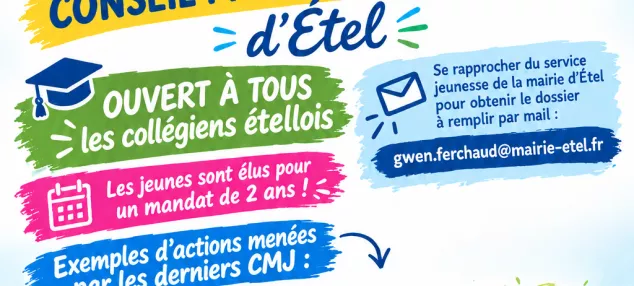 📣 Candidature libre – Conseil Municipal des Jeunes d’Étel