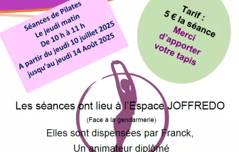 VITAGYM :  Programme des séances d'été de Pilates